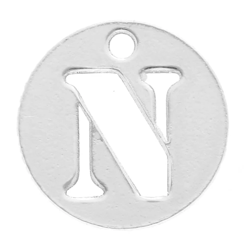 Dije letra N - 8.5mm de Plata Ley x1