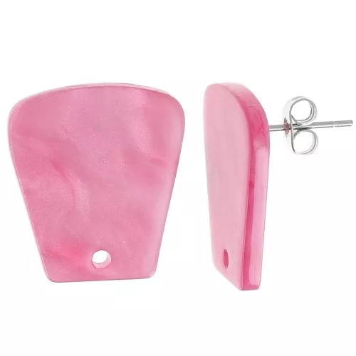 Pendientes trapecio acrílico 21x18mm - Perla rosa x2