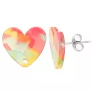 Azul - Pendientes Corazón acrílico 14x15,5 mm - carey rojo - azul x2 Pendientes Corazón acrílico 14x15,5 mm - carey rojo - azul x2