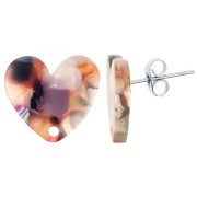 Tachuelas corazón acetato 14x15,5 mm - Carey Multicolor x2|raw }}