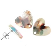 Tachuelas corazón acetato 14x15,5 mm - Carey Multicolor x2