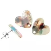 Tachuelas corazón acetato 14x15,5 mm - Carey Multicolor x2