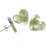 Tachuelas corazón acetato 14x15,5 mm - Carey - Violeta verde x2