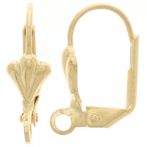 Ganchos pendientes flor de lis con anilloa de oro de 16 mm x2