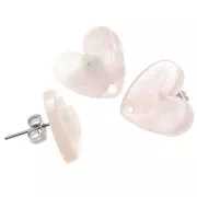 Tachuelas corazón acetato 14x15,5 mm - Perla rosa claro x2