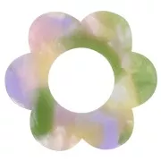 Colgante Flor de Acetato 18 mm - Carey - Verde Violeta x1