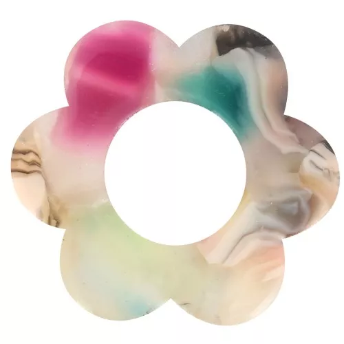 Colgante Flor Acetato 18 mm - Carey - Beige - Multicolor x1