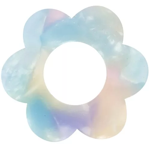 Colgante Flor Acetato 18 mm - Carey Azul - Rosa x1