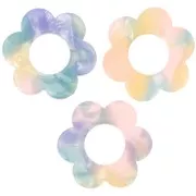 Colgante Flor Acetato 18 mm - Carey Azul - Rosa x1