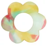 Colgante Acrílico Flor 18 mm - Carey Rojo - Azul x1