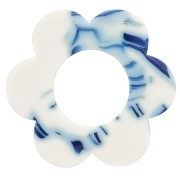 Colgante Flor Acetato 18 mm - Azul jaspeado - Blanco x1|raw }}