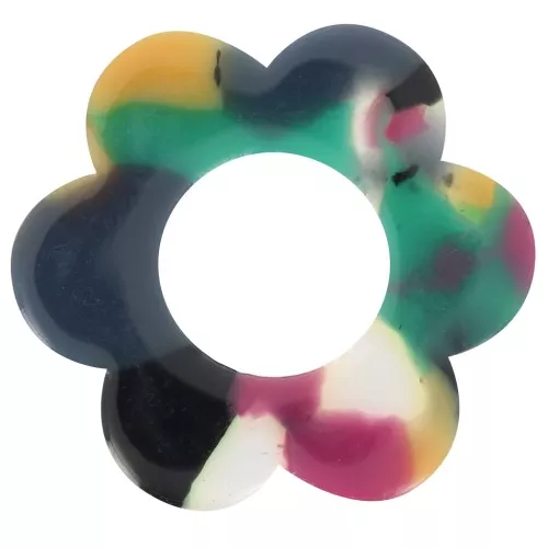 Colgante Flor Acetato 18 mm - Carey Verde - Fucsia x1