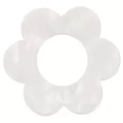 Colgante flor acrílico 18 mm - Blanco nacarado x1
