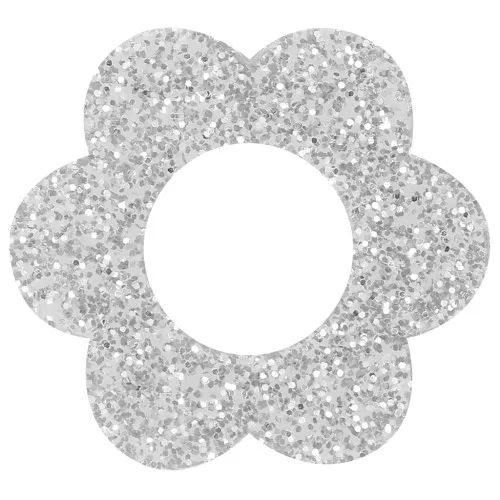 Colgante Flor Acrílico 18 mm - Purpurina Plateada x1
