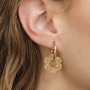 Colgante Flor Acrílico 18 mm - Purpurina Plateada x1