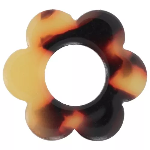 Colgante Flor de Acetato 18 mm - Carey - Marrón - Negro x1