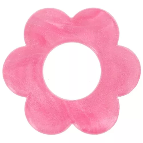 Colgante flor acrílico 18 mm - Rosa nacarado x1