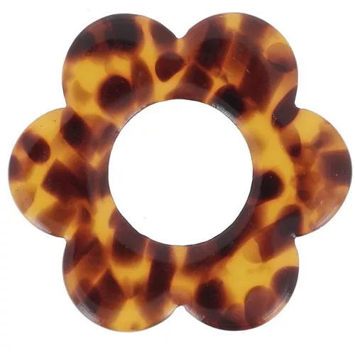 Colgante Flor de Acetato 18 mm - Marrón Terrazo - Negro x1