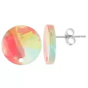 Rojo - Ganchos pendientes acrílicos redondos de 15 mm - carey rojo - azul x2 Ganchos pendientes acrílicos redondos de 15 mm - carey rojo - azul x2