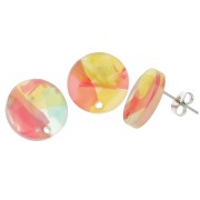 Ganchos pendientes acrílicos redondos de 15 mm - carey rojo - azul x2