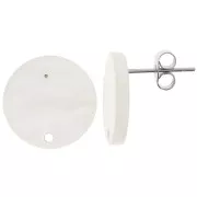 Blanco - Ganchos pendientes acrílicos redondos de 15 mm - Blanco nacarado x2 Ganchos pendientes acrílicos redondos de 15 mm - Blanco nacarado x2