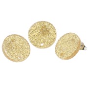 Ganchos pendientes acrílicos redondos de 15 mm - Dorado Glitter x2
