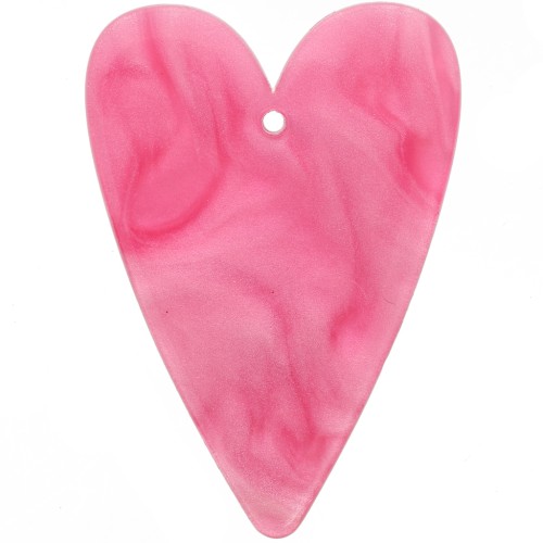 Colgante Corazón Acrílico 34x24 mm - Perla Rosa x1
