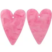Colgante Corazón Acrílico 34x24 mm - Perla Rosa x1
