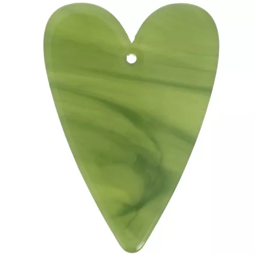 Colgante corazón 34x24 mm acetato transparente - Oliva mármol x1