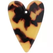 Colgante - Dije - Pendentif coeur 34x24 mm en acétate - Ecaille de tortue - Marron - Noir x1 Pendentif coeur 34x24 mm en acétate - Ecaille de tortue - Marron - Noir x1