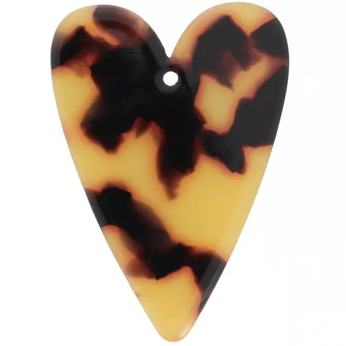 Colgante Corazón Acetato 34x24 mm - Carey - Marrón - Negro x1