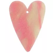 Colgante corazón acrílico 34x24 mm - Rosa jaspeado purpurina x1