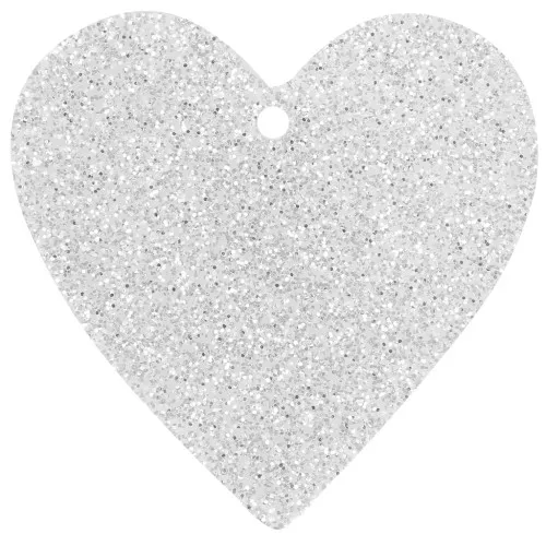 Colgante corazón acrílico 31x32 mm - Purpurina plateada x1