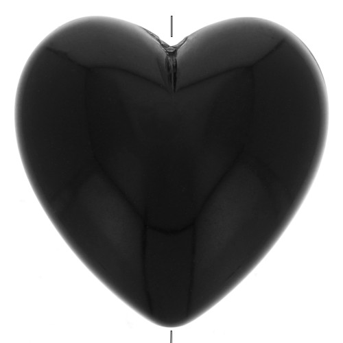 Cuenta corazón de resina opaca 17x18 mm - Negra x1