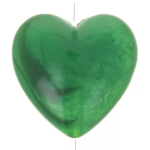 Cuenta corazón de resina opaca 17x18 mm - Verde jaspeado x1