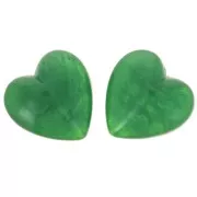 Cuenta corazón de resina opaca 17x18 mm - Verde jaspeado x1