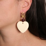 Colgante corazón de resina opaca 36x36,5 mm - Jaspeado rosa vivo x1