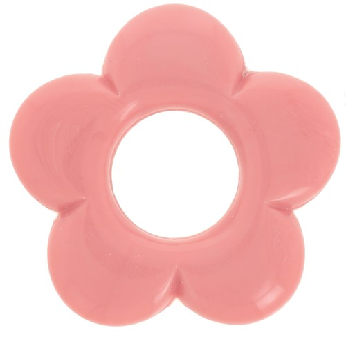 Colgante flor 21 mm en resina opaca - Rosa salmón x1