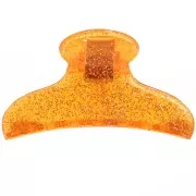 Pinza de pelo acrílica transparente cocodrilo 42x79 mm - Brillo naranja x 1