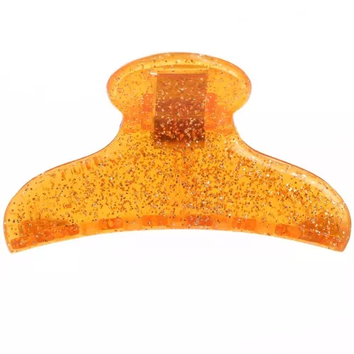 Pinza de pelo acrílica transparente cocodrilo 42x79 mm - Brillo naranja x 1