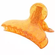 Pinza de pelo acrílica transparente cocodrilo 42x79 mm - Brillo naranja x 1
