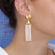 Colgante Jhumka 12 anillos - 11x12 mm - Dorado con oro fino x1