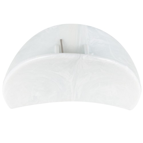 Pinza de pelo cocodrilo 85x45 mm Media luna - Acrílico opaco - Blanco jaspeado x1