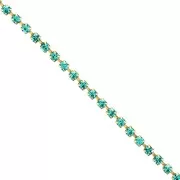 Cadena de latón con pedrería de cristal tallado de 2,10 mm - Dorado - Blue Zircon x 50 cm