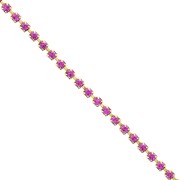 Cadena de latón con pedrería de cristal tallado de 2,10 mm - Dorado - Fucsia x 50 cm