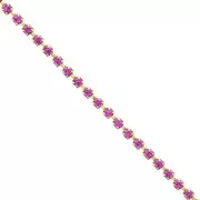 Cadena de latón con pedrería de cristal tallado de 2,10 mm - Dorado - Fucsia x 50 cm