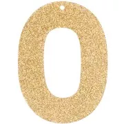 Colgante acrílico hueco ovalado 47x34 mm - Purpurina dorada x1