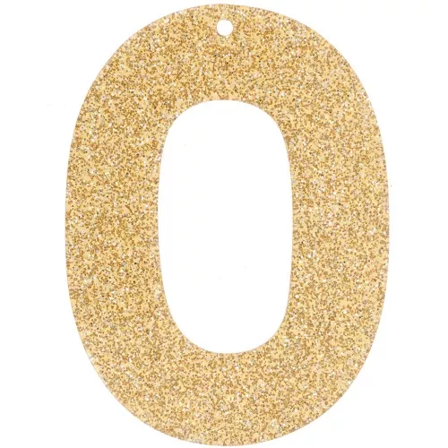 Colgante acrílico hueco ovalado 47x34 mm - Purpurina dorada x1