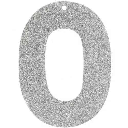 Colgante acrílico hueco ovalado 47x34 mm - Purpurina plateada x1