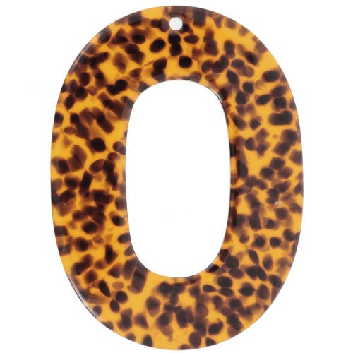 Colgante hueco ovalado de acetato 47x34 mm - Marrón terrazo - Negro x1